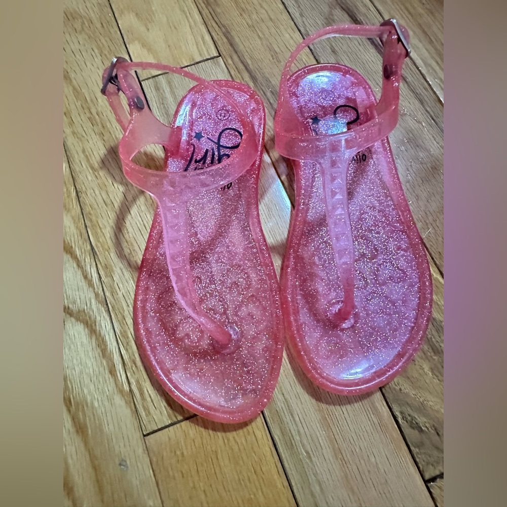 Girls Pink sparkle jelly sandals Size 11